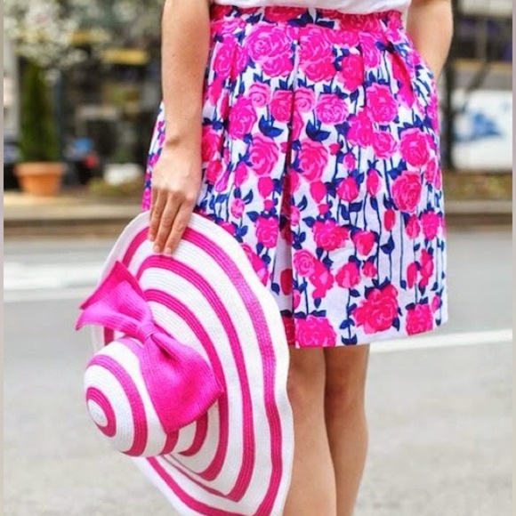 Vineyard Vines Skirt Kentucky Derby Collection Lipstick Pink Rose Floral size 8 - Picture 1 of 6